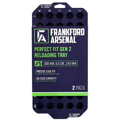 Frankford Arsenal Gen 2 Perfect Fit Reloading Tray erbjuder en exakt passform för 50 hylsor, vilket maximerar effektiviteten och organiserar din omladdning.